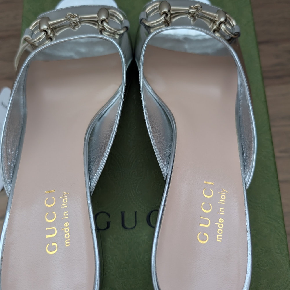 Gucci Women's Silver Open-Toe Heels - Picture 7 of 7